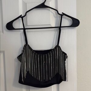 Black Beaded Women's Top